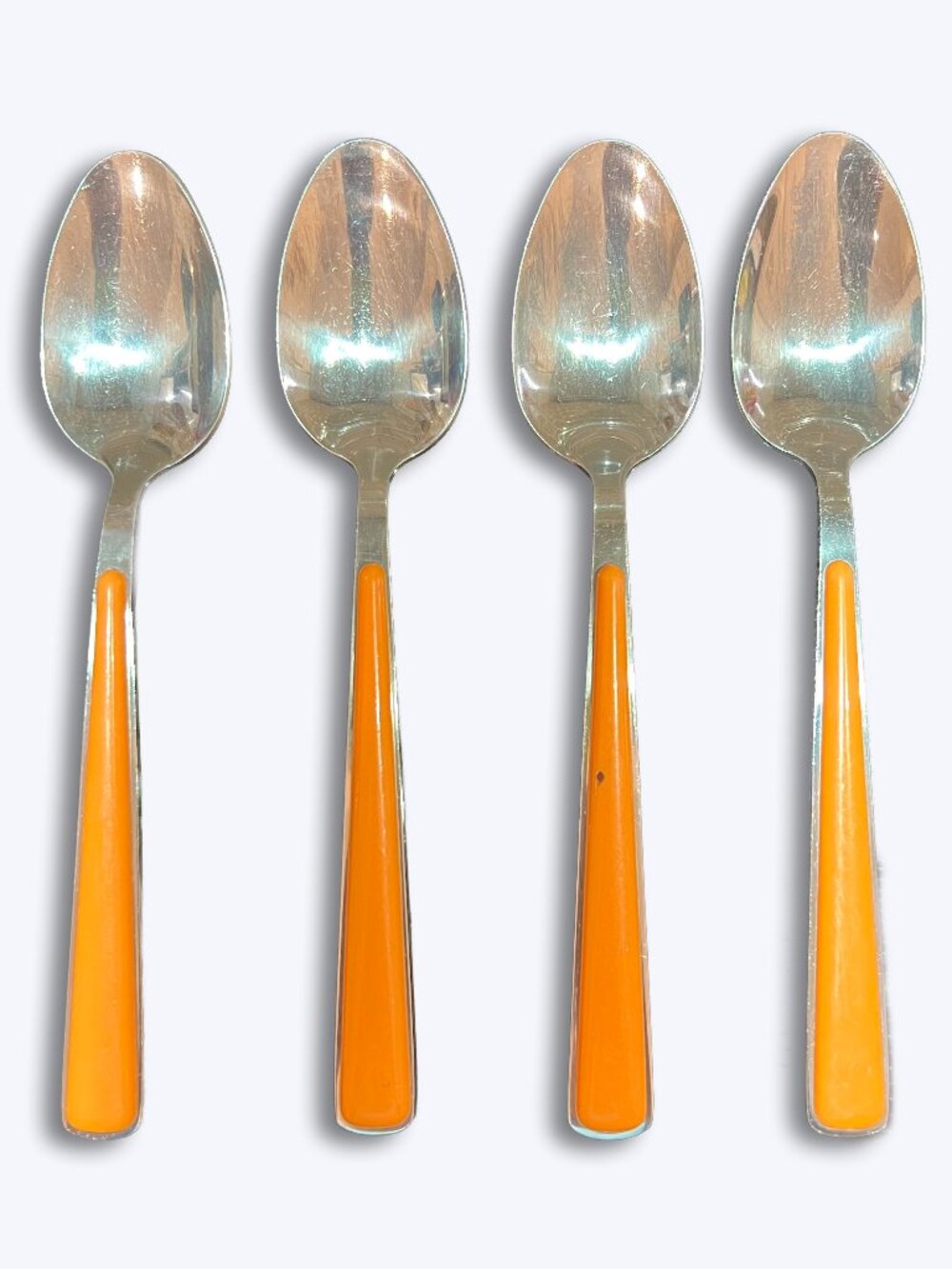 Fiesta Merengue Tangerine Orange Place Soup Spoons 8" Set 4 Cambridge Stainless